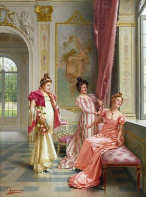 The Coquettes'Adventure by Vittorio Reggianini Oil Painting