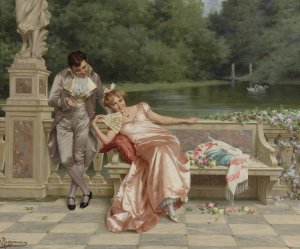 The flirtation by Vittorio Reggianini Oil Painting