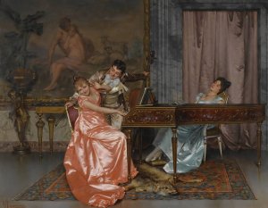 The Recital by Vittorio Reggianini Oil Painting