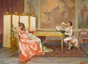 The Recital by Vittorio Reggianini Oil Painting