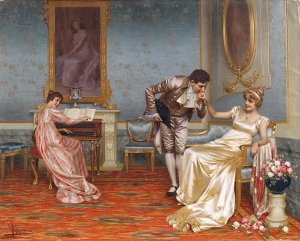 The suitor by Vittorio Reggianini Oil Painting