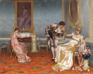 The suitor by Vittorio Reggianini Oil Painting
