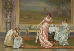 The Tea Party by Vittorio Reggianini Oil Painting