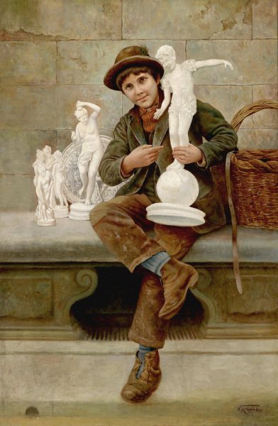 Der Skulpturenverkaufer by Vittorio Rignano - Hand-Painted Oil Painting Reproduction