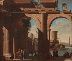 Doric Arcade, with the Torre di S. Vincenzo by Viviano Codazzi Oil Painting