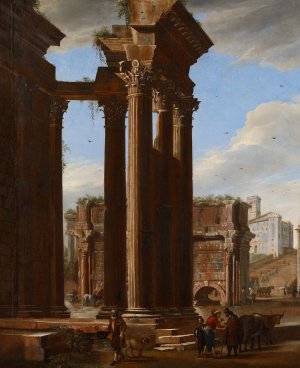 View in the Roman Forum by Viviano Codazzi Oil Painting
