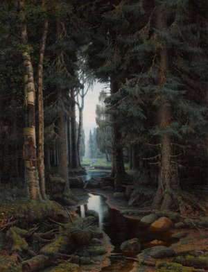 Forest Stream by Vladimir Arkhipovich Bondarenko Oil Painting