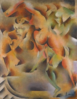 Nude Dancers by Vladimir Davidovich Baranov-Rossine Oil Painting
