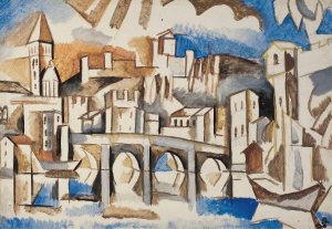 The Bridge by Vladimir Davidovich Baranov-Rossine Oil Painting