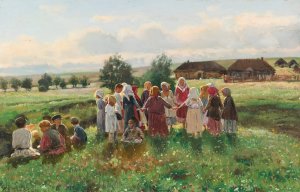 Children At Play by Vladimir Egorovich Makovsky Oil Painting