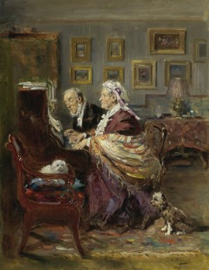 Four Hands by Vladimir Egorovich Makovsky Oil Painting