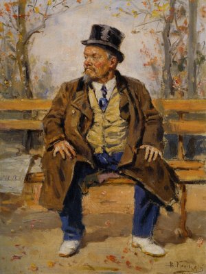 Portrait of a Man Sitting on a Park Bench
