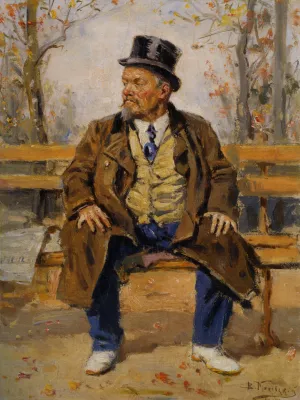 Portrait of a Man Sitting on a Park Bench Oil painting by Vladimir Egorovich Makovsky