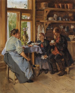 Visiting The Cook by Vladimir Egorovich Makovsky Oil Painting