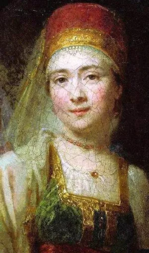 Portrait of the Peasant Woman Christina by Vladimir Lukich Borovikovsky - Oil Painting Reproduction
