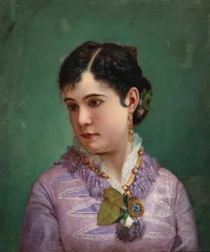 Portrait Of Julia Dunphy Piercy by Vlaho Bukovac Oil Painting
