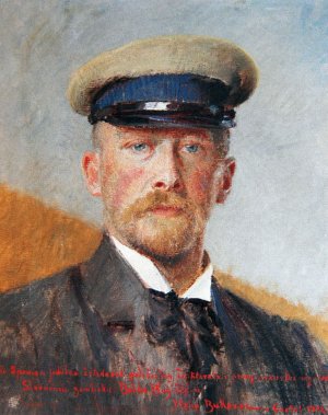 Self Portrait with a Captain's Hat by Vlaho Bukovac Oil Painting