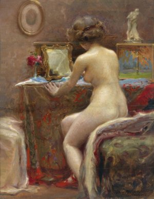 Vor dem Toilettespiegel by Vlaho Bukovac Oil Painting