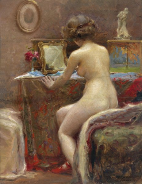Main Product Photo of Vor dem Toilettespiegel  Painting by Vlaho Bukovac