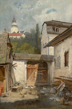 Courtyard in Kremnica by Vojtech Angyal Oil Painting