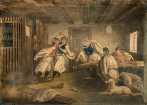 A Brawl in an Inn by Vojtech Klimkovic Oil Painting