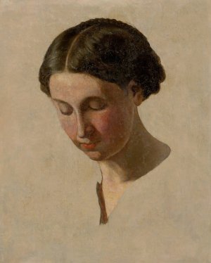 A study of a girl's head by Vojtech Klimkovic Oil Painting