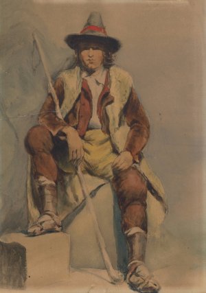 A study of a sitting man from Albania by Vojtech Klimkovic Oil Painting