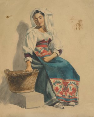 Study of a sitting woman by Vojtech Klimkovic Oil Painting