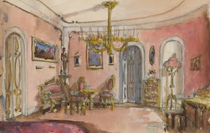 The interior of the aristocratic residence by Vojtech Klimkovic Oil Painting