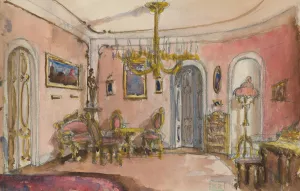 The interior of the aristocratic residence Oil painting by Vojtech Klimkovic