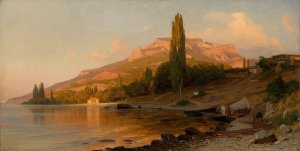 Mending fishing nets by the Crimean Coast by Volodymyr Orlovsky Oil Painting
