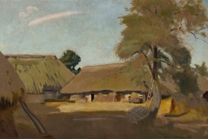 Village homestead by Waclaw Bielawski Oil Painting