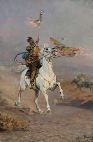 Conquest of the standard by Waclaw Pawliszak Oil Painting