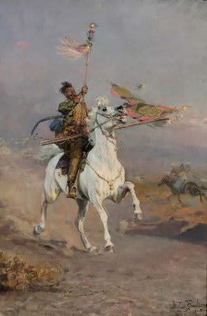 Conquest of the standard by Waclaw Pawliszak Oil Painting