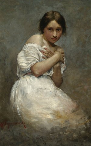Portrait of a girl by Waclaw Szymanowski Oil Painting