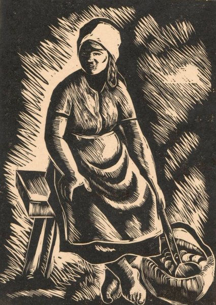 Main Product Photo of Dziewczyna z koszem  Painting by Waclaw Wasowicz
