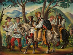 Hutsuls on their way by Waclaw Wasowicz Oil Painting
