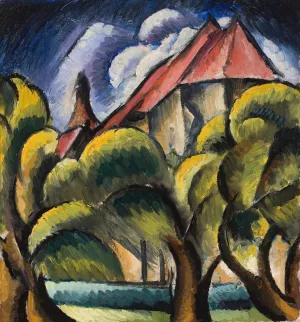 Landscape with a church Oil painting by Waclaw Wasowicz