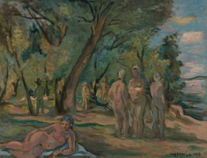 Painter and models by Waclaw Wasowicz Oil Painting