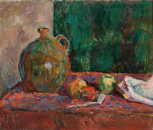 Red-green still life by Waclaw Wasowicz Oil Painting