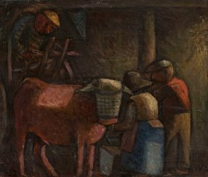 W stodole by Waclaw Wasowicz Oil Painting