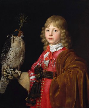Portrait of a Boy with a Falcon by Wallerant Vaillant Oil Painting