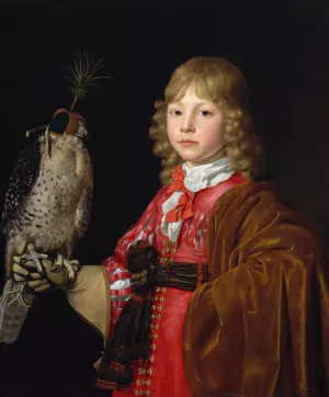 Portrait of a Boy with a Falcon by Wallerant Vaillant Oil Painting