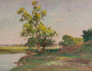 Landscape with River by Walter A. Clark Oil Painting