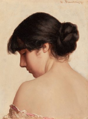 Woman with Upswept Hair by Walter Blackman Oil Painting