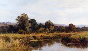 Summer on the River Rother, Nr Midhurst, Sussex by Walter Caffyn Oil Painting