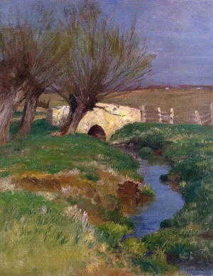 Weeping Willow Bridge by Walter Clark - Oil Painting Reproduction