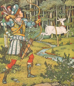 Beauty and the beast Pl. 16 Oil painting by Walter Crane