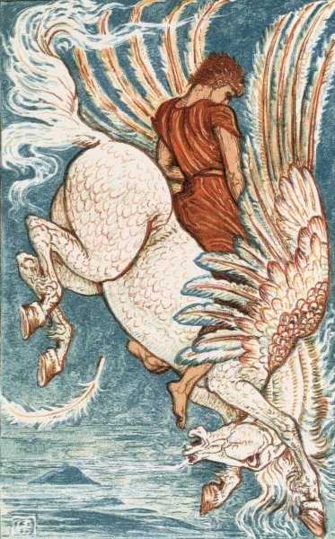 Bellerophon on Pegasus  by Walter Crane - Hand-Painted Oil Painting Reproduction