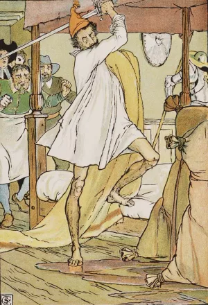 Don Quixote's extraordinary battle by Walter Crane Oil Painting